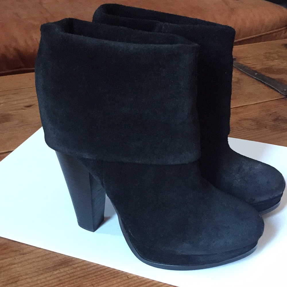 NWOT.  ASH DISTRESSED BLACK SUEDE HEEL BOOT.